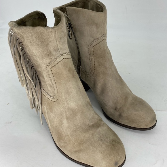 8 1/2 SAM EDELMAN LOUIE FRINGE SUEDED LEATHER ANKLE BOOTS BOOTIES WOMENS… - Picture 5 of 10